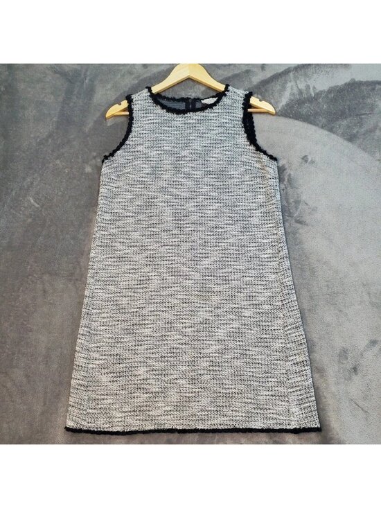 LOFT Dresses & Skirts - Loft Womens Tweed Shift Dress Size M Black White Sleeveless Preppy Retro Party